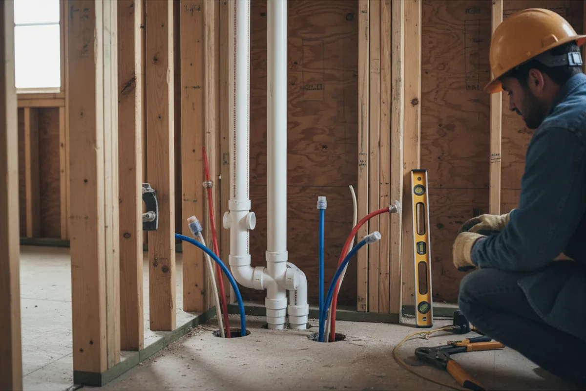 Drain and supply rough-in during Drain Cleaning in Seaford